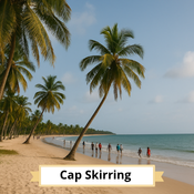 Cap Skirring : plage bordée de cocotiers