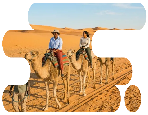 Balade à dos de dromadaire dans les dunes