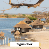 Ziguinchor : bungalows sur pilotis au bord de l'eau