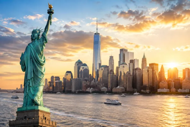 New York : la statue de la Liberté et Manhattan