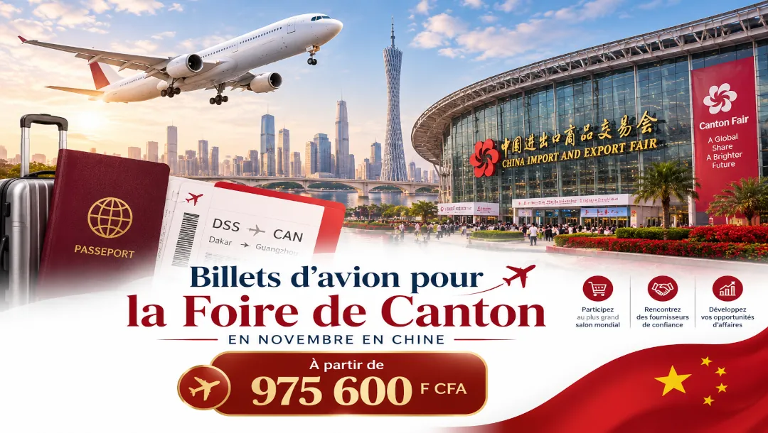 Affiche Tourel Travel : Foire de Canton, billet d’avion pour la Chine